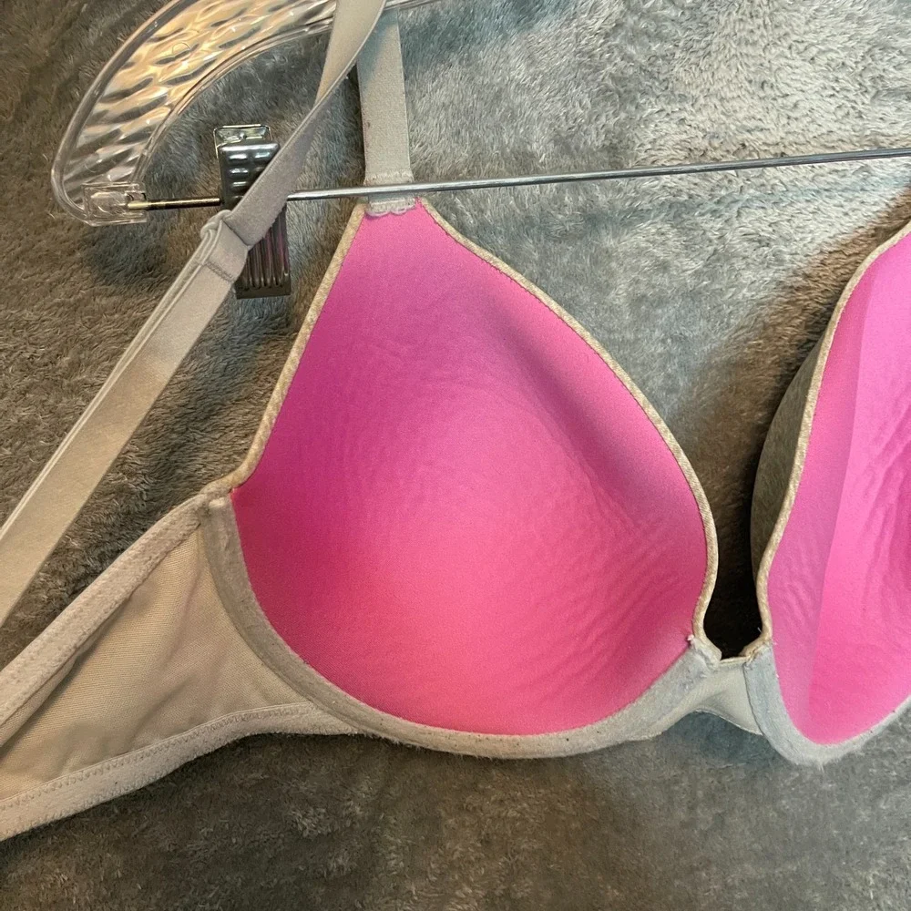 Pink Victoria Secret Women Nude Wear Everywhere Underwire T Shirt Bra 34DD
